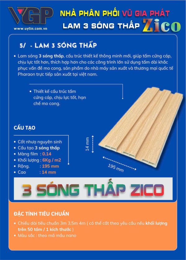 Lam 3 sóng thấp Zico BMT